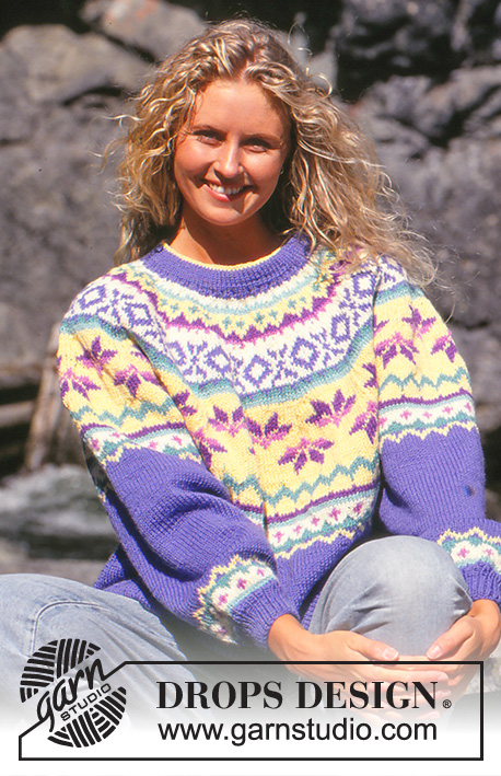 Pastel Dream / DROPS 31-15 - DROPS sweater i Karisma med nordisk borter og rundt bærestykke