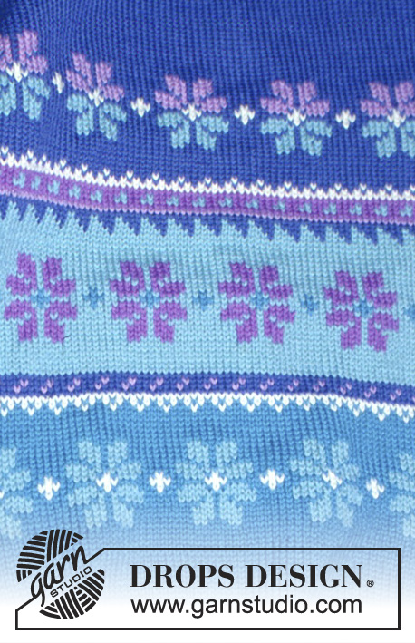 DROPS 31-2 - DROPS genser i Alaska med nordisk snø-blomster. Kort eller lang modell.