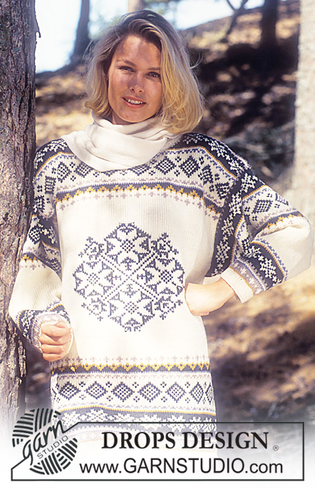 Canadian Snow / DROPS 35-2 - Drops Sweater with star and border pattern in “Karisma Superwash ”