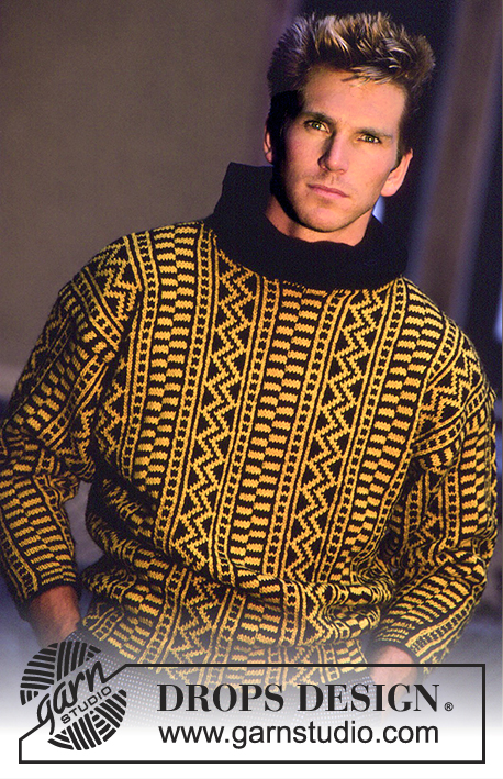 DROPS 4-3 - Pánský pulovr s vyplétaným vzorem pletený z příze DROPS Karisma. Velikost: M-L.
