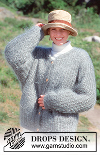 Grey Willow / DROPS 40-13 - Casaco tricotado em ponto texturado, em DROPS Vienna ou DROPS Melody. Do S ao L.