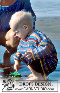 Sandcastles / DROPS 41-9 - DROPS barne genser i Muskat Soft med Striper i Riller