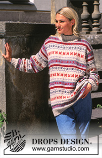 Pullover Ben / DROPS 43-13 - DROPS Sweater Silke-tweed and Alpaca with border in Lady and Gent size