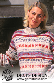 Pullover Ben / DROPS 43-13 - DROPS genser i Silke-tweed og Alpaca med nordisk border i dame og herre  str.