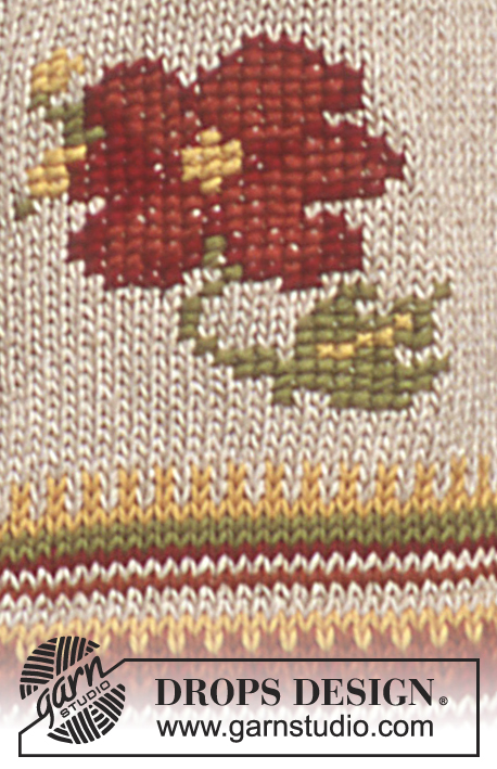 Mediterranean Rose / DROPS 46-11 - Rozpinany sweter na drutach, z włóczek DROPS Bomull-lin i Muskat, z żakardem w kwiaty. Od S do L.