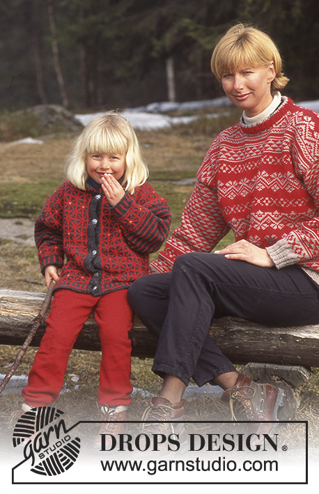 Lille Sonja / DROPS 47-4 - DROPS jakke til barn i Karisma med nordisk ruter og striper.