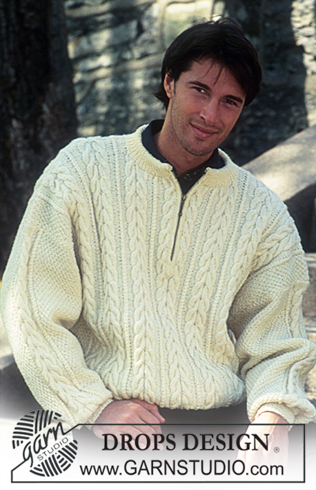 DROPS 48-17 - Damski lub męski sweter na drutach, z warkoczami, z włóczki DROPS Karisma Superwash.