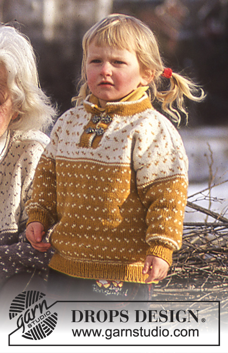 DROPS 52-10 - Dziecięcy sweter na drutach inspirowany islandzkimi motywami, z włóczki DROPS Karisma Superwash. Skarpetki ściegiem strukturalnym.