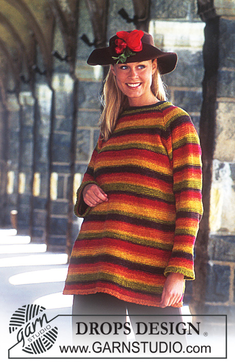 DROPS 53-6 - Sweter na drutach, w paski, z włóczki DROPS Tynn Chenille