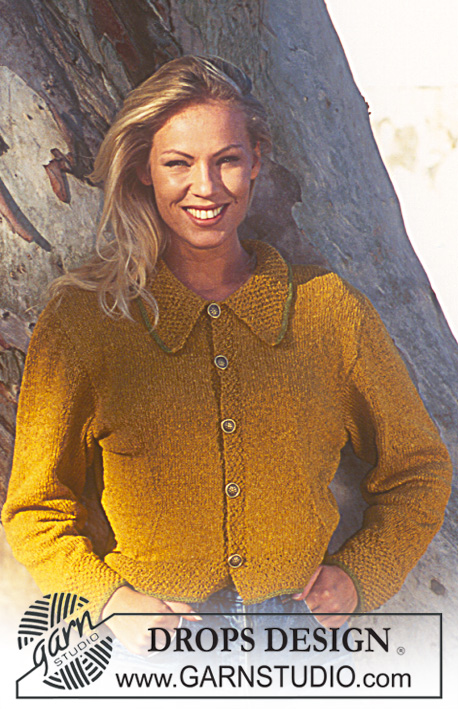 Cup of Sunshine / DROPS 55-13 - Rozpinany sweter na drutach z włóczki DROPS Silke Tweed