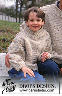 Out and About / DROPS 59-1 - Pull tricoté pour femme, homme et enfant, en DROPS Angora-Tweed, avec point texturé. Taille femme S/M - M/L. Taille homme: S/M - XXL. Taille enfant: 2 - 13/14 ans.