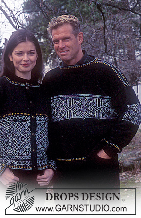 DROPS 59-12 - Pull tricoté pour homme en DROPS Silke-Tweed, avec jacquard nordique. Du S au XXL.