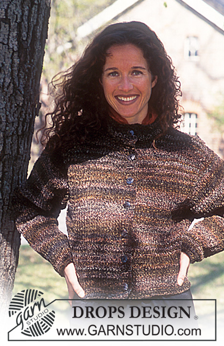 DROPS 62-13 - Rozpinany sweter na drutach, z włóczki DROPS Leopard