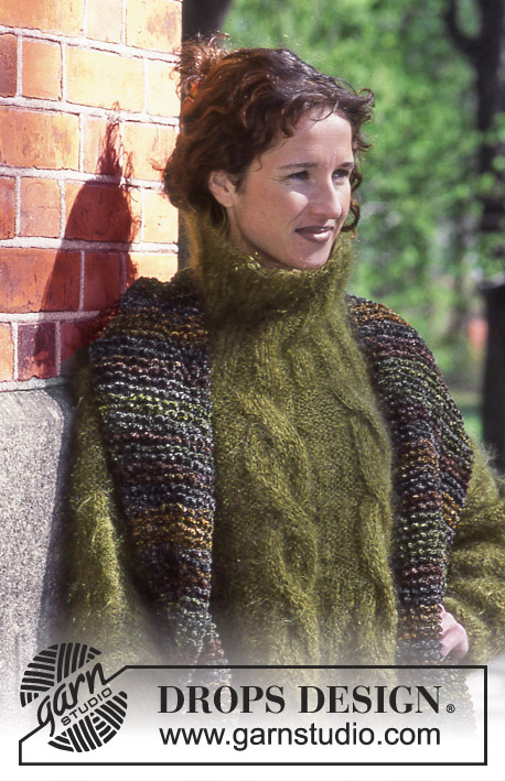 DROPS 63-10 - DROPS Sweater in Vienna or Melody, Scarf in Leopard or Snow.