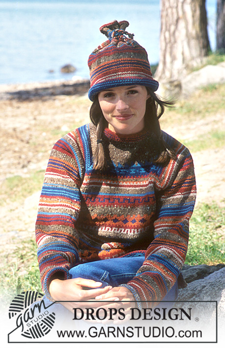 Child Within / DROPS 67-12 - Sweter i czapka na drutach, z włóczki DROPS Karisma Superwash i Karisma Ull-Tweed