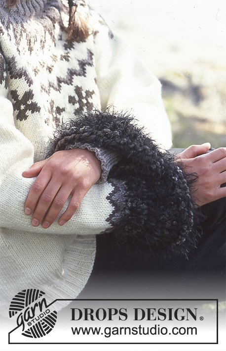 Canadian Cuddles / DROPS 67-15 - Sweter DROPS z włóczki Alaska, z dołem rękawów wykonanym 1 nitką włóczki Italian Velvet lub 4 nitkami włóczki Alpaca Bouclé