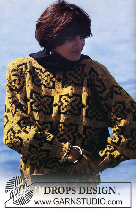 DROPS 7-12 - Sweter na drutach, z żakardem, z włóczki DROPS Alaska