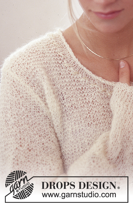 Tender Morning / DROPS 73-10 - DROPS Pullover in Vivaldi or Brushed Alpaca Silk with Glitter.