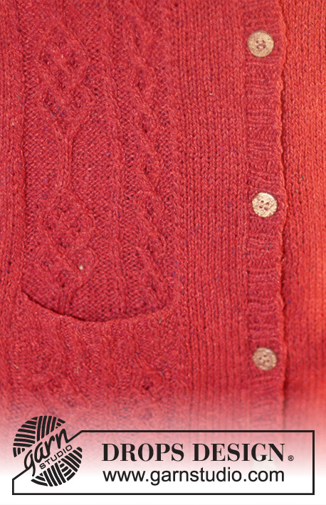 DROPS 74-6 - Rozpinany sweter na drutach, z irlandzkim wzorem, z włóczki DROPS Alpaca. Od S do XXL.