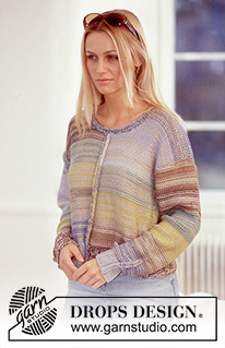Desert Shades / DROPS 74-8 - DROPS Cardigan and Pullover in Safran and Cotton Viscose.