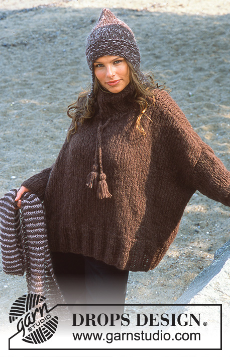 Hot Chocolate / DROPS 79-19 - Wide DROPS Pullover, Hat and Scarf in Alpaca Boucle and Vivaldi
