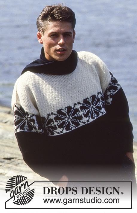 Traveler / DROPS 8-12 - Sweter na drutach z żakardem w gwiazdy, z włóczki DROPS Alaska. Wersja damska i męska. Od S do L.