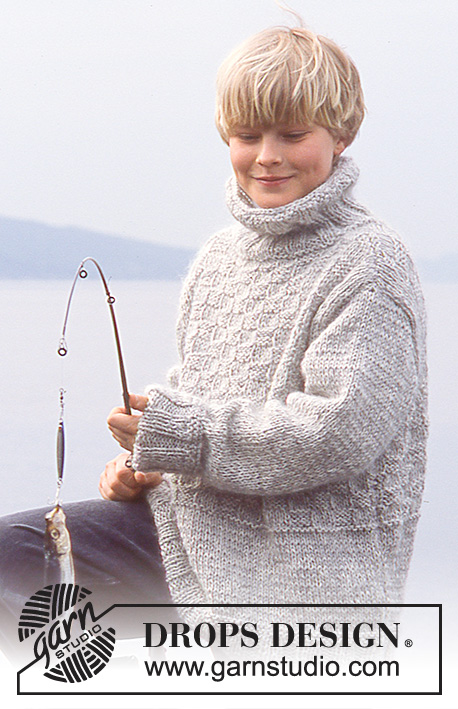 Bucket List / DROPS 85-24 - Men's knitted sweater with texture and high neck in DROPS Karisma and DROPS Alpaca