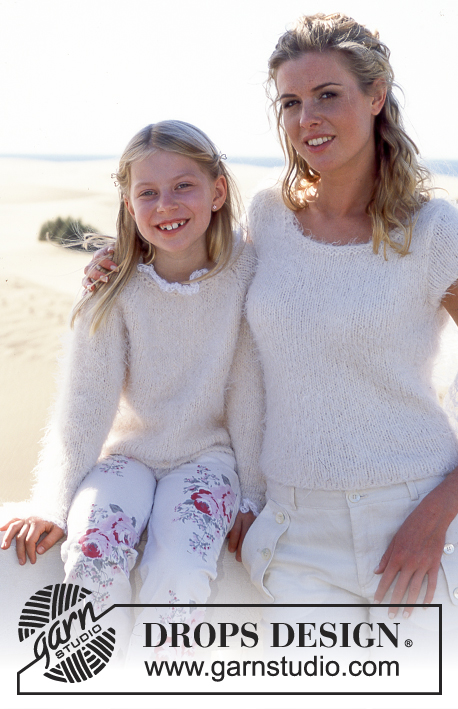 DROPS 90-2 - DROPS Girl’s Pullover with short or long sleeves in Symphony and Vivaldi