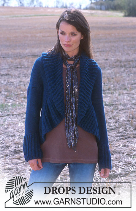 DROPS 91-23 - Sweter na drutach ze ściegiem angielskim, przerabiany 2 nitkami włóczki DROPS Alpaca. Od S do XXL.