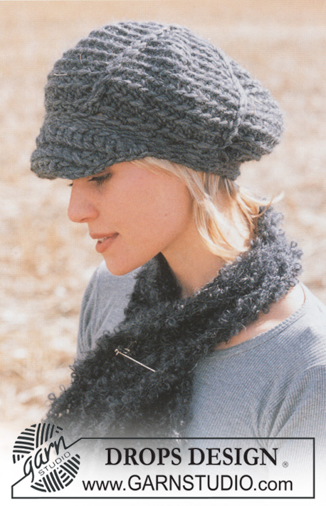 DROPS 93-22 - DROPS Crochet cap in Snow and scarf in Puddel
