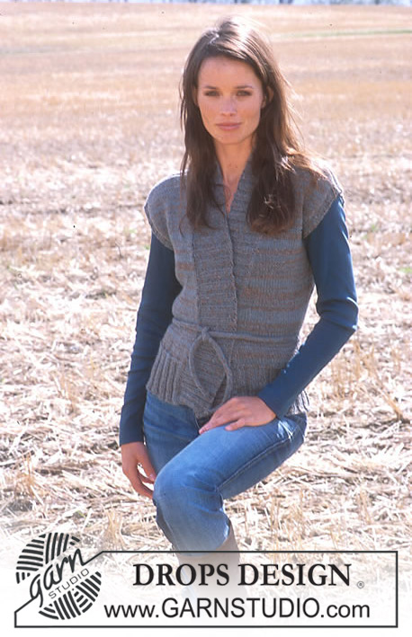 DROPS 93-27 - DROPS Sleeveless jumper with belt in Silketweed and Alpaca 