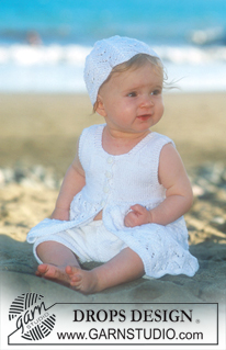 Beach Baby / DROPS Baby 10-7 - Short sleeved dress and hat in Safran