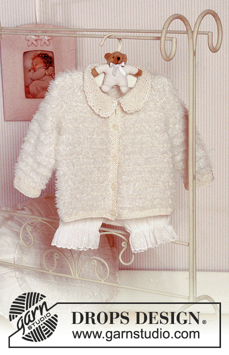 Baby Pearl / DROPS Baby 11-16 - Cardigan in “Pelliza” and “Cotton Viscose” with raglan sleeves.