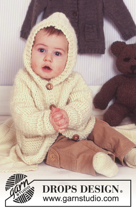 Baby It's Cold Outside / DROPS Baby 11-27 - Hooded cardigan in Snow 