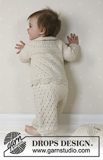 Snow Baby / DROPS Baby 13-18 - Dziecięcy sweterek, spodnie, czapka, skarpetki na drutach, z włóczki DROPS Alpaca
