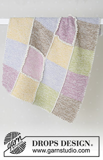 Pastel Checkers / DROPS Baby 13-19 - Blanket knitted in garter sts in Alpaca 
