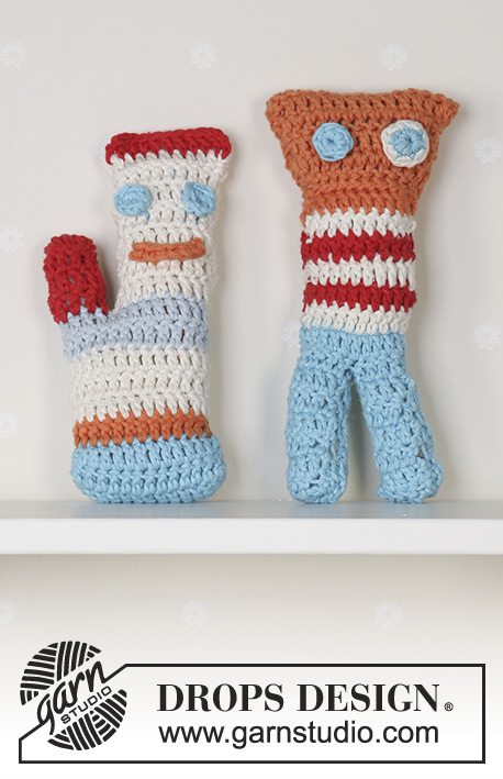 Fingertupp / DROPS Baby 13-36 - DROPS crochet toys: “The trouser man” and “Cock’s comb”