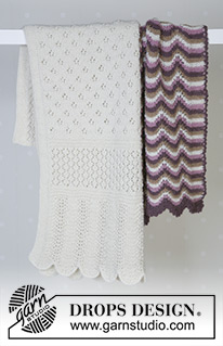 Teint de Neige / DROPS Baby 14-22 - Knitted blanket with lace pattern in DROPS Alpaca. Theme: Baby blanket