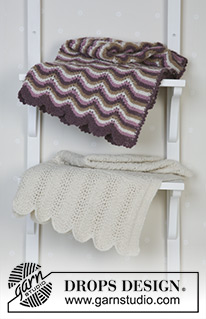 Teint de Neige / DROPS Baby 14-22 - Knitted blanket with lace pattern in DROPS Alpaca. Theme: Baby blanket