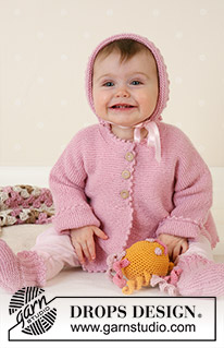 Josie / DROPS Baby 14-7 - Gebreid vest met aangebreide mouwen, mutsje en sokken in ribbelsteek in DROPS Alpaca. Maten voor baby en kinderen, 1 maand tot 4 jaar.
