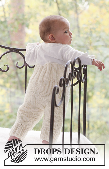 Tobias / DROPS Baby 16-21 - Vauvan ja lapsen neulotut housut DROPS Snow-langasta.