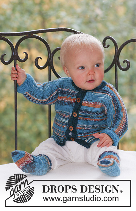 Little Traveler / DROPS Baby 16-22 - Conjunto de chaqueta y calcetas de punto para bebé y niños en DROPS Fabel y DROPS Alpaca


