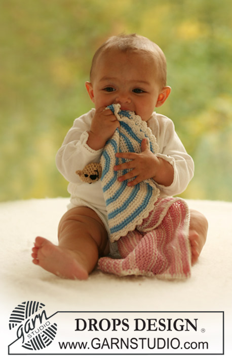 Cuddly Friends / DROPS Baby 17-27 - Pequeñas frazadas para bebé en punto y ganchillo con motivos de animales en DROPS Muskat