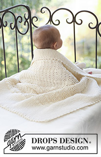 Princess Chantilly / DROPS Baby 18-30 - Couverture tricotée pour bébé, avec point de vagues, en DROPS  Merino Extra Fine ou Sky