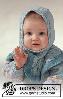 Spring Surprise / DROPS Baby 2-3 - Strikket sett med jakke, bukse, balaclava / lue, votter og sokker i til baby i DROPS Camelia eller DROPS Safran. Arbeidet strikkes med flerfarget mønster og strukturmønster. Størrelse 3 mnd - 2 år.