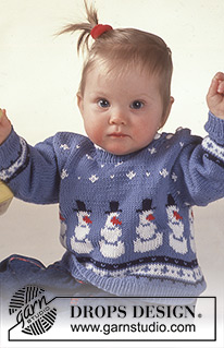 Fun with Frosty / DROPS Baby 2-8 - DROPS Christmas jumper with snowman motif, socks and hat.
