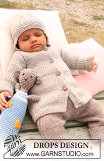 DROPS Baby 20-10 - Vauvan ja lapsen neulotut housut DROPS Merino Extra Fine -langasta.