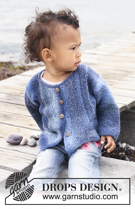 Tamzyn / DROPS Baby 20-15 - Knitted domino jacket in garter st for baby and children in DROPS Delight