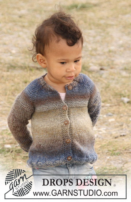 Nathan Jacket / DROPS Baby 20-16 - Knitted jacket with raglan for baby and children in 2 threads DROPS Delight