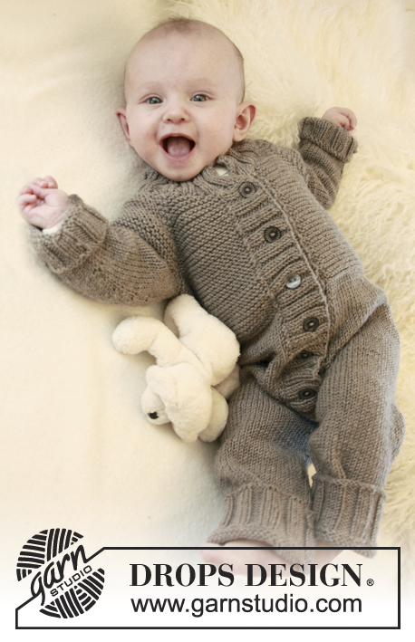 Happy Days / DROPS Baby 21-23 - Knitted jumpsuit with raglan for baby and children in DROPS Merino Extra Fine